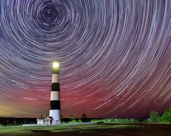 Bodie Lighthouse- Celestial Spin over Bodie Island Image by Wendy Podmenik Woodell
