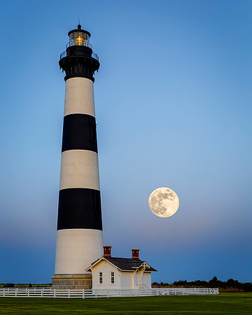 Bodie Lighthouse- Bodie Island Moonrise Image by Glenn Woodell