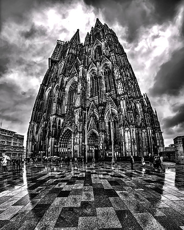 Cologne Cathedral in Black and White Image by Glenn Woodell